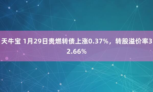 天牛宝 1月29日贵燃转债上涨0.37%，转股溢价率32.66%